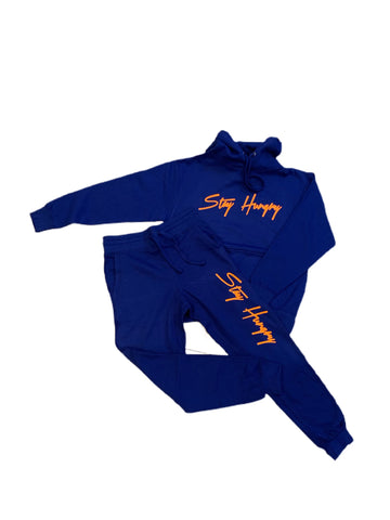 Dark Blue Stay Hungry Sweatsuit with Orange