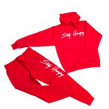 Stay Hungry Sweat Suit - Red