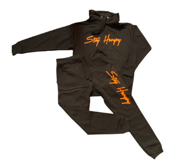 Black & Orange Stay Hungry sweatsuit