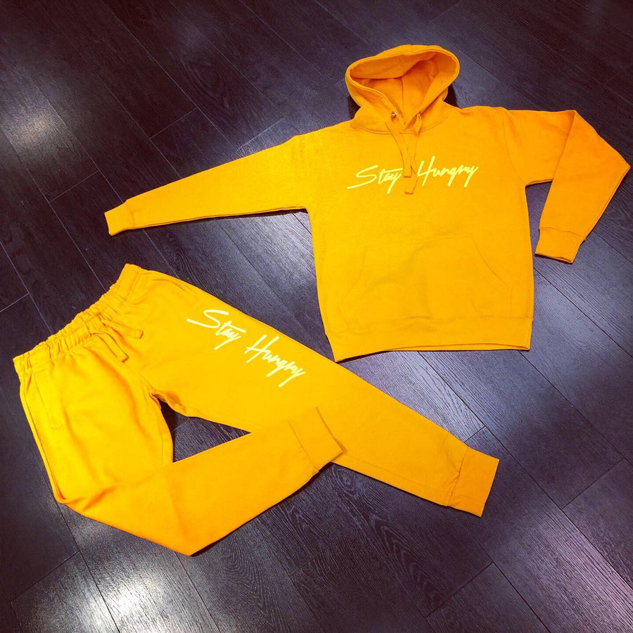 Gold Stay Hungry Sweat Suit with Neon Green Design
