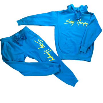 Stay Hungry Sweat Suit Turquoise / Neon Green