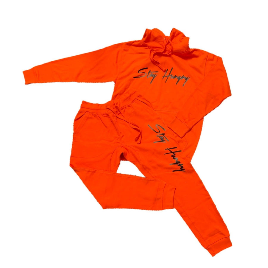 Orange with Black Stay Hungry sweatsuit