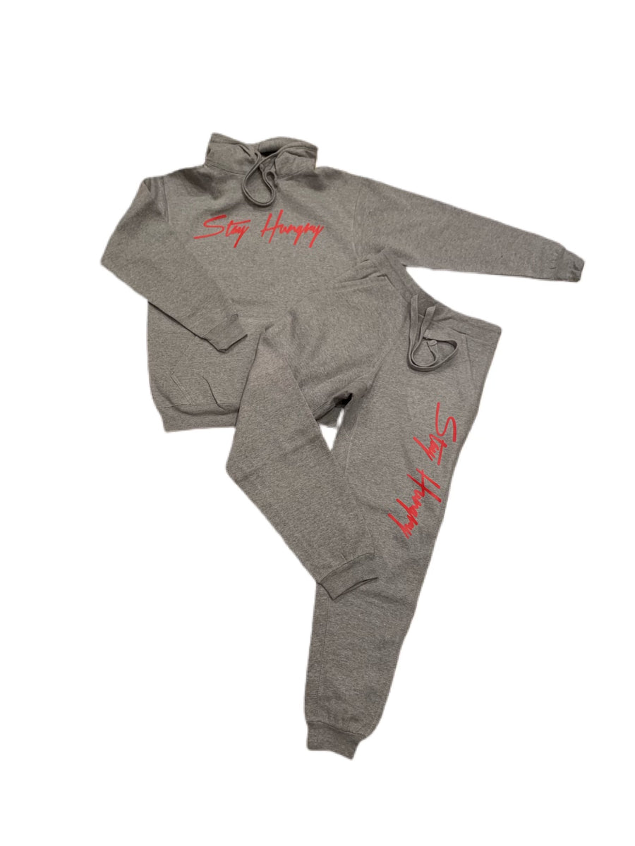 Grey Area Stay Hungry Sweatsuit with Red