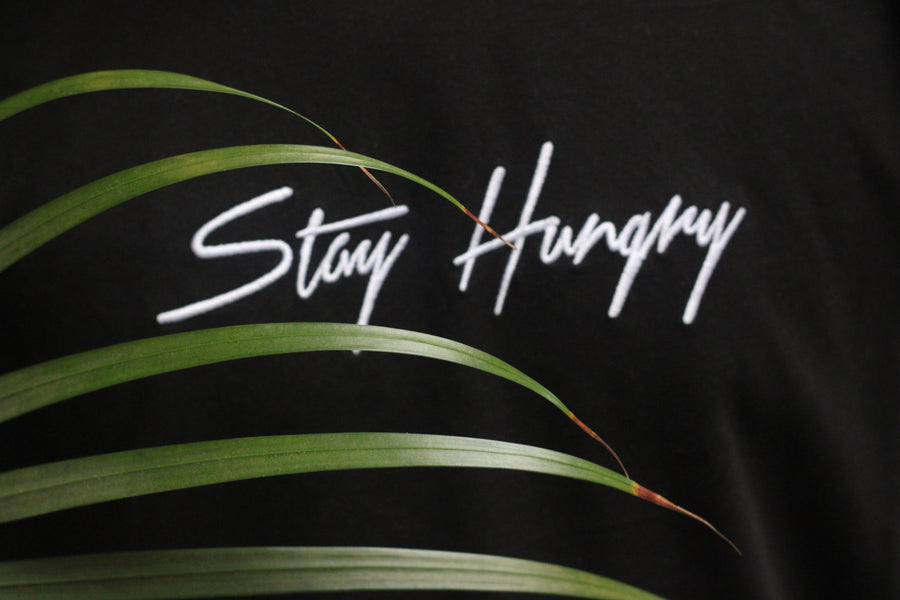 Embroidered Stay Hungry T-shirt (Black)