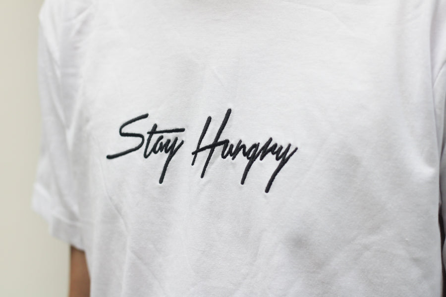 Embroidered Stay Hungry T-shirt (White)
