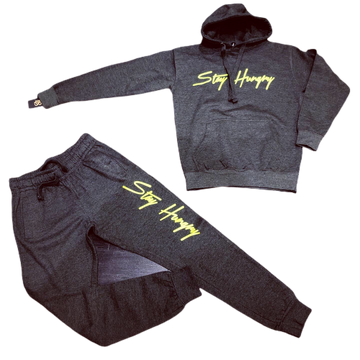 Premium Stay Hungry Charcoal Grey/Neon sweatsuit