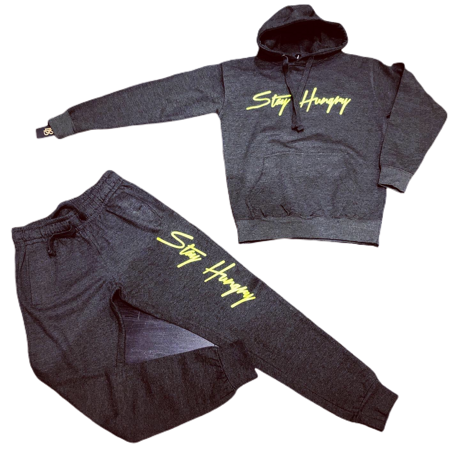 Premium Stay Hungry Charcoal Grey/Neon sweatsuit